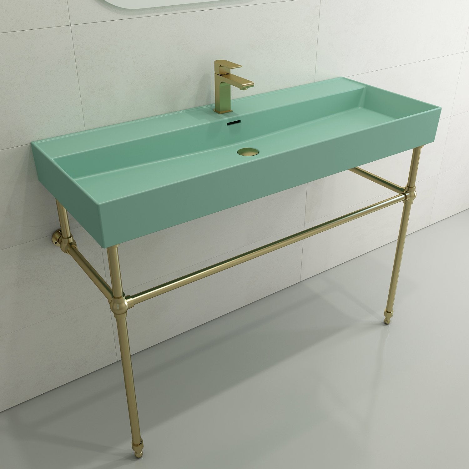 Milano Wall-Mounted Sink Fireclay 47.75 in. 1-Hole with Overflow 1394