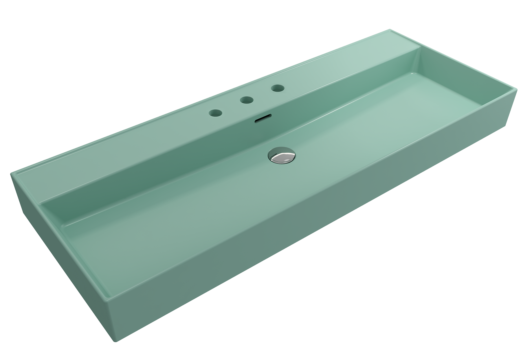 Milano Wall-Mounted Sink Fireclay 47.75 in. 3-Hole with Overflow 1394