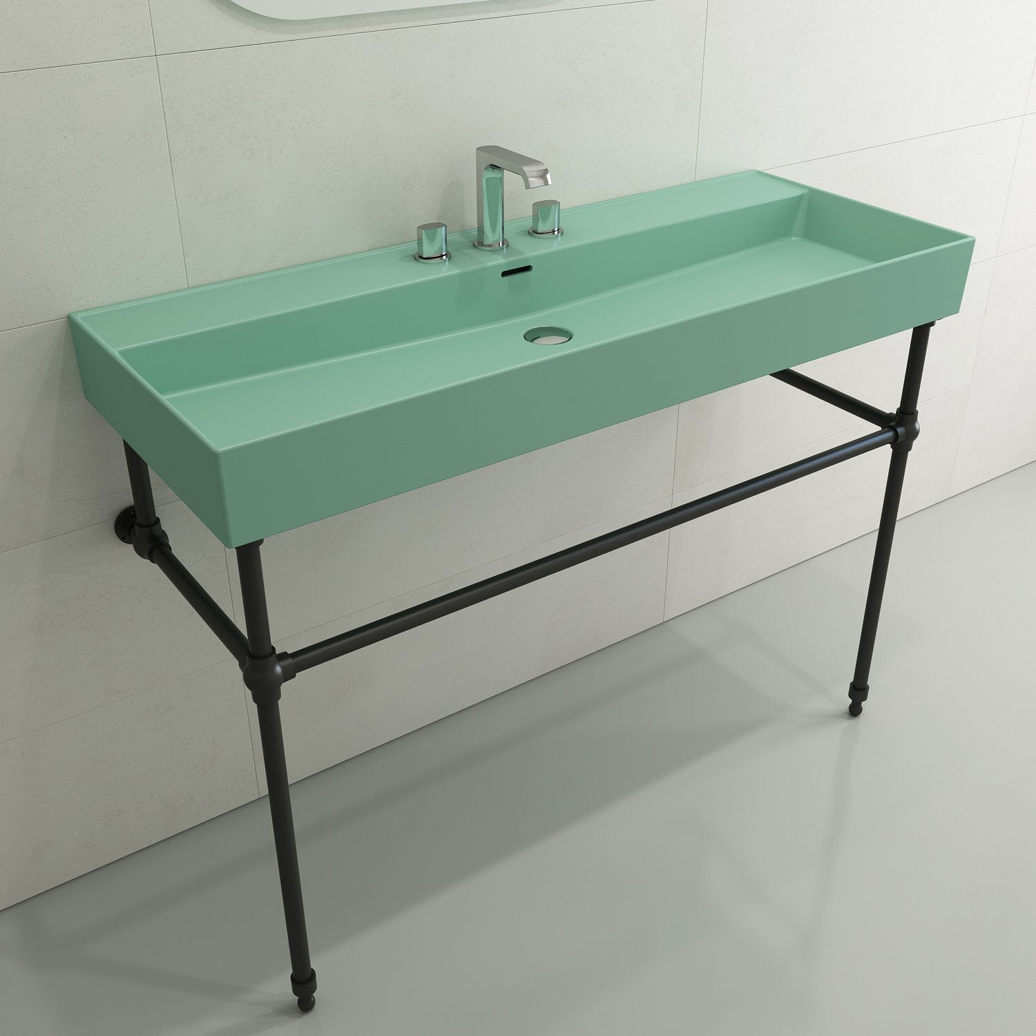 Milano Wall-Mounted Sink Fireclay 47.75 in. 3-Hole with Overflow 1394