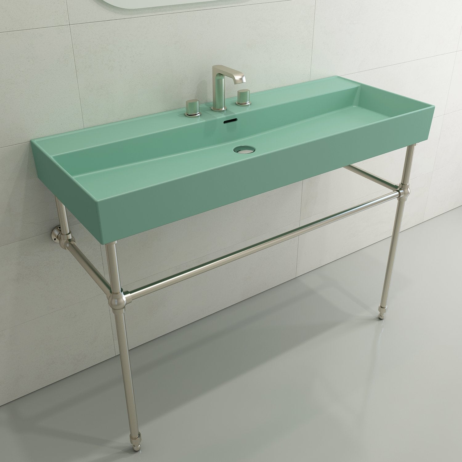 Milano Wall-Mounted Sink Fireclay 47.75 in. 3-Hole with Overflow 1394