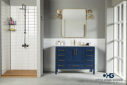 Ashley 48" Navy Blue Bathroom Vanity with Quartz Top & Gold Hardware