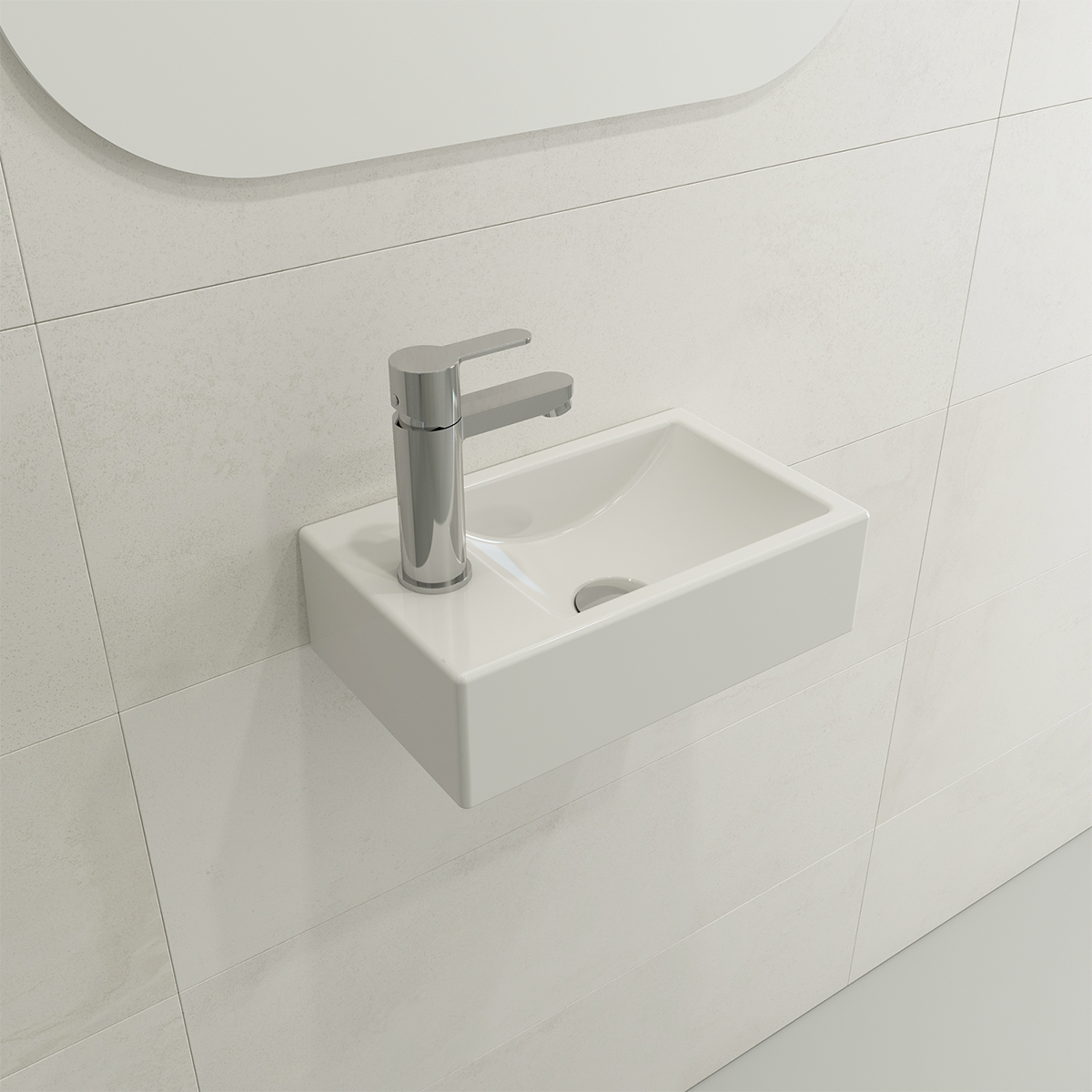 Milano Wall-Mounted Sink Fireclay 14.5 in. 1-hole Left Side Faucet Deck 1418
