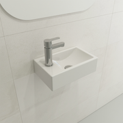 Milano Wall-Mounted Sink Fireclay 14.5 in. 1-hole Left Side Faucet Deck 1418