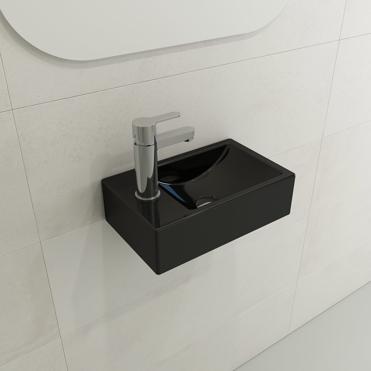Milano Wall-Mounted Sink Fireclay 14.5 in. 1-hole Left Side Faucet Deck 1418