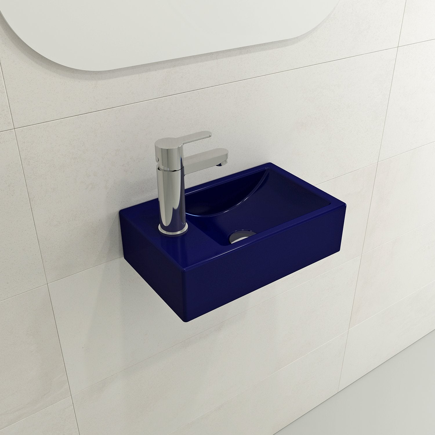 Milano Wall-Mounted Sink Fireclay 14.5 in. 1-hole Left Side Faucet Deck 1418