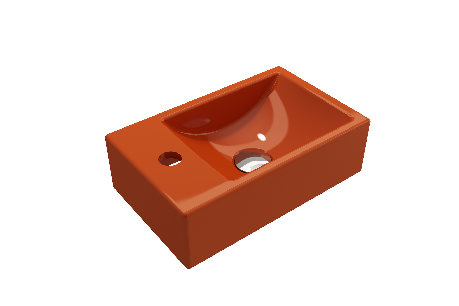 Milano Wall-Mounted Sink Fireclay 14.5 in. 1-hole Left Side Faucet Deck 1418