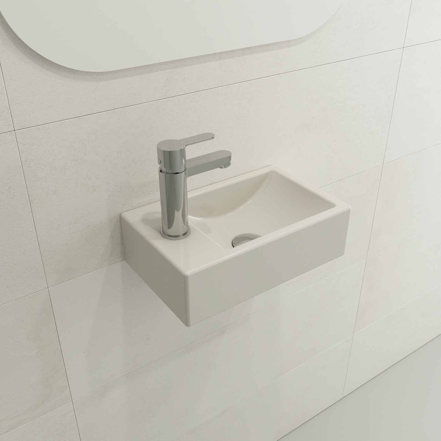 Milano Wall-Mounted Sink Fireclay 14.5 in. 1-hole Left Side Faucet Deck 1418