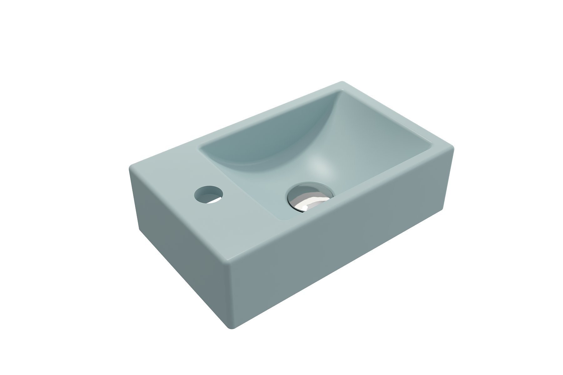 Milano Wall-Mounted Sink Fireclay 14.5 in. 1-hole Left Side Faucet Deck 1418