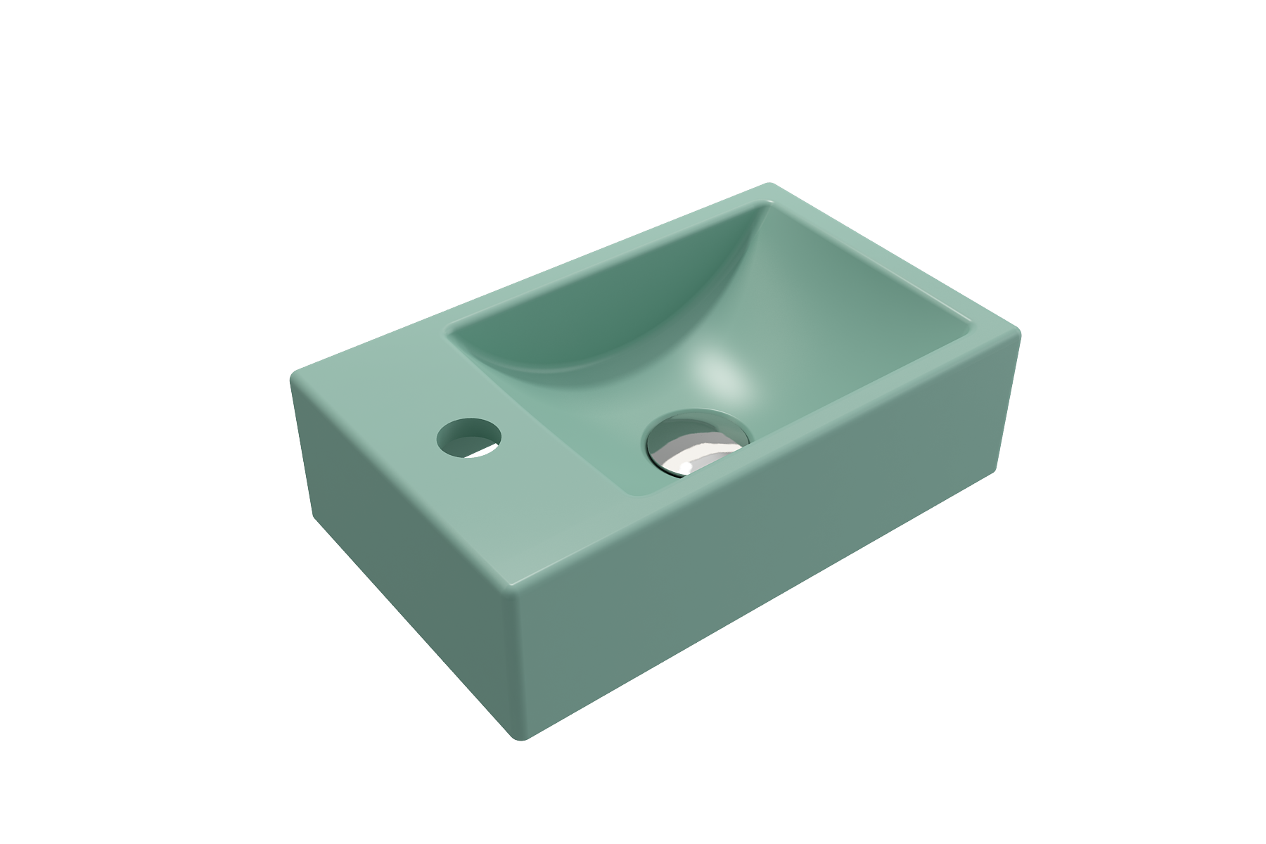 Milano Wall-Mounted Sink Fireclay 14.5 in. 1-hole Left Side Faucet Deck 1418