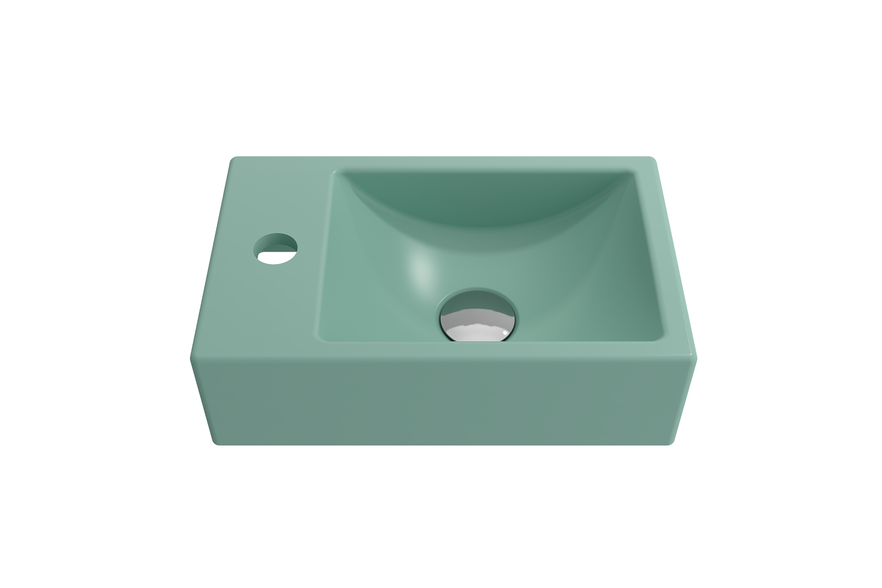 Milano Wall-Mounted Sink Fireclay 14.5 in. 1-hole Left Side Faucet Deck 1418