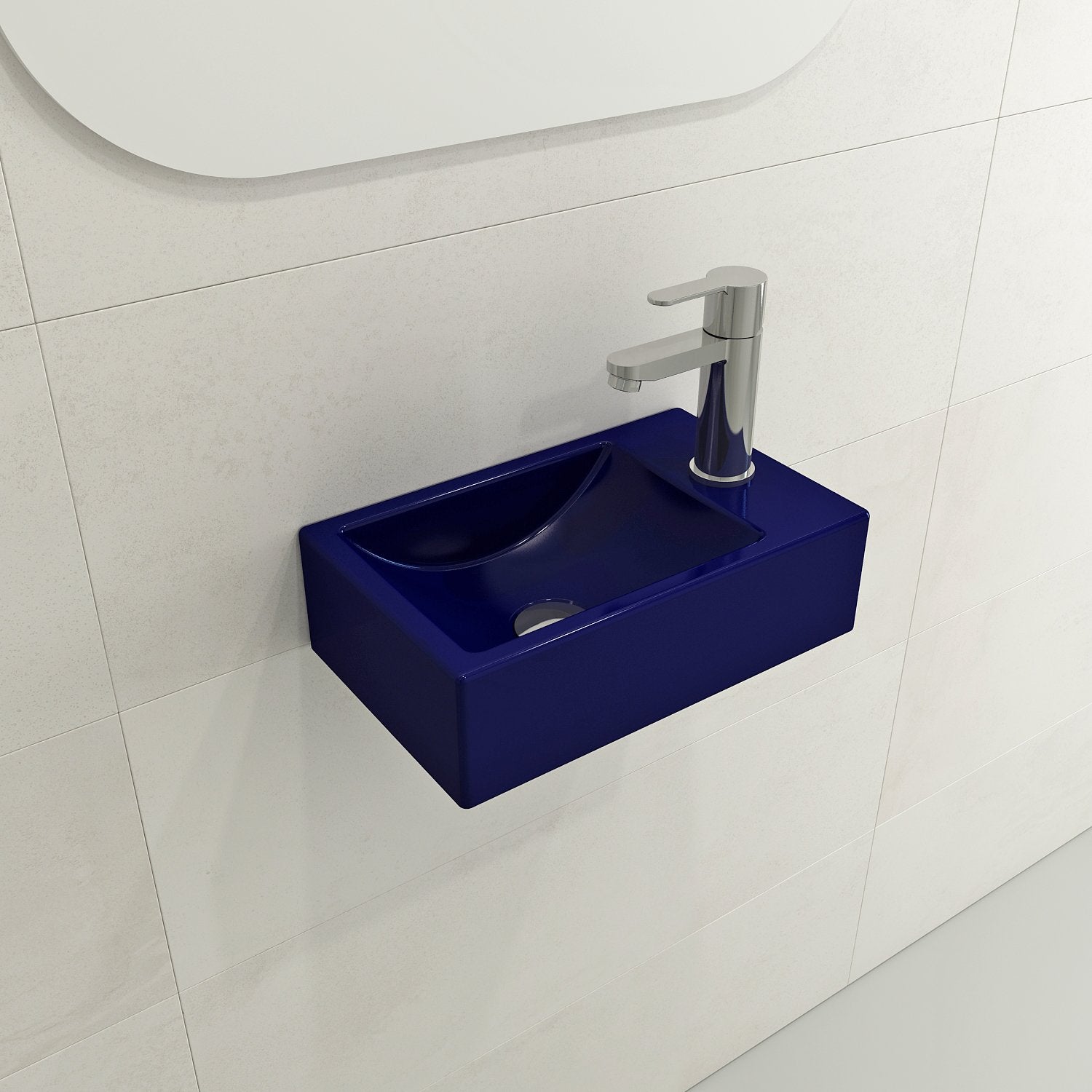 Milano Wall-Mounted Sink Fireclay 14.5 in. 1-hole Right Side Faucet Deck 1419