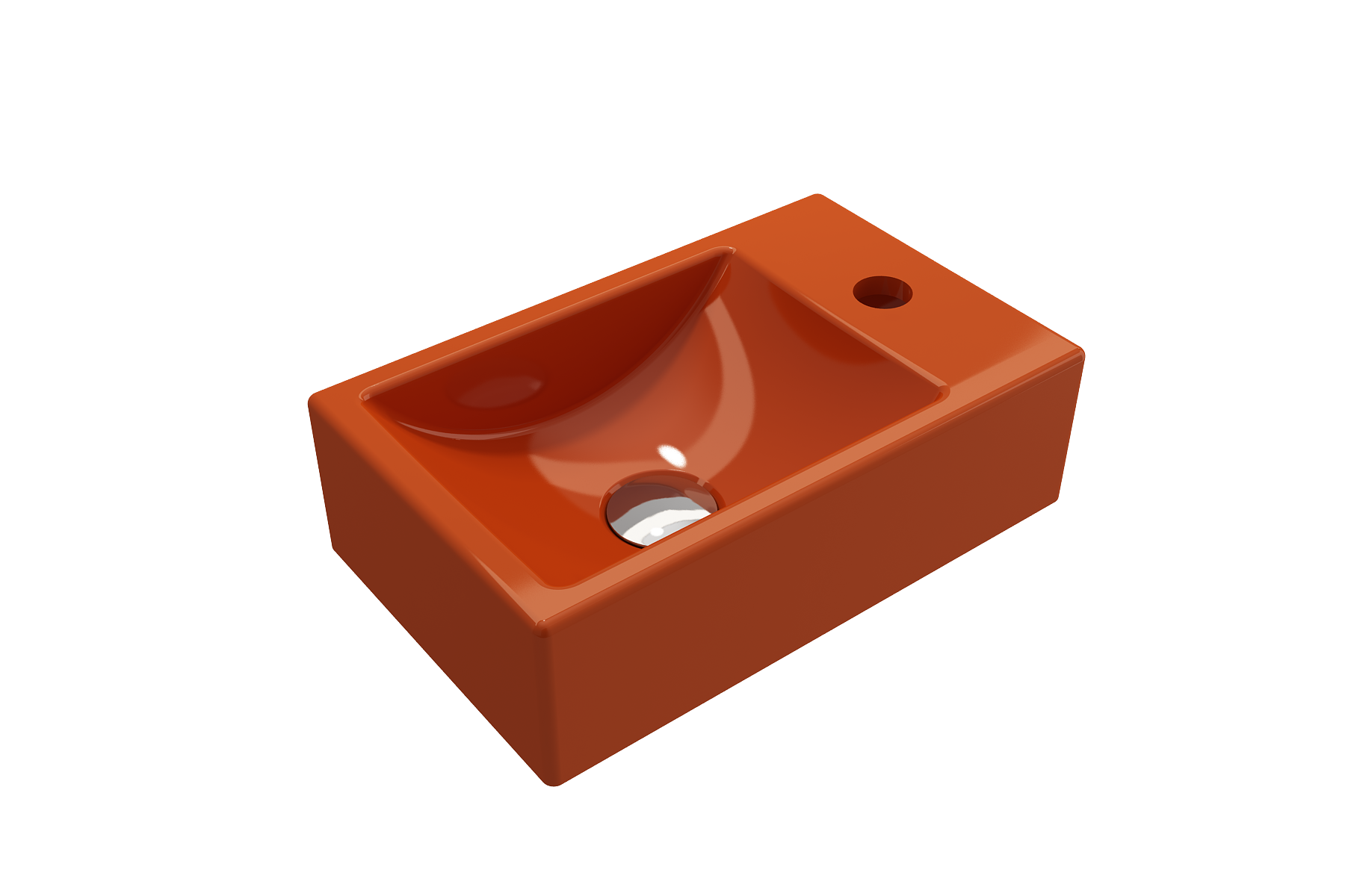 Milano Wall-Mounted Sink Fireclay 14.5 in. 1-hole Right Side Faucet Deck 1419