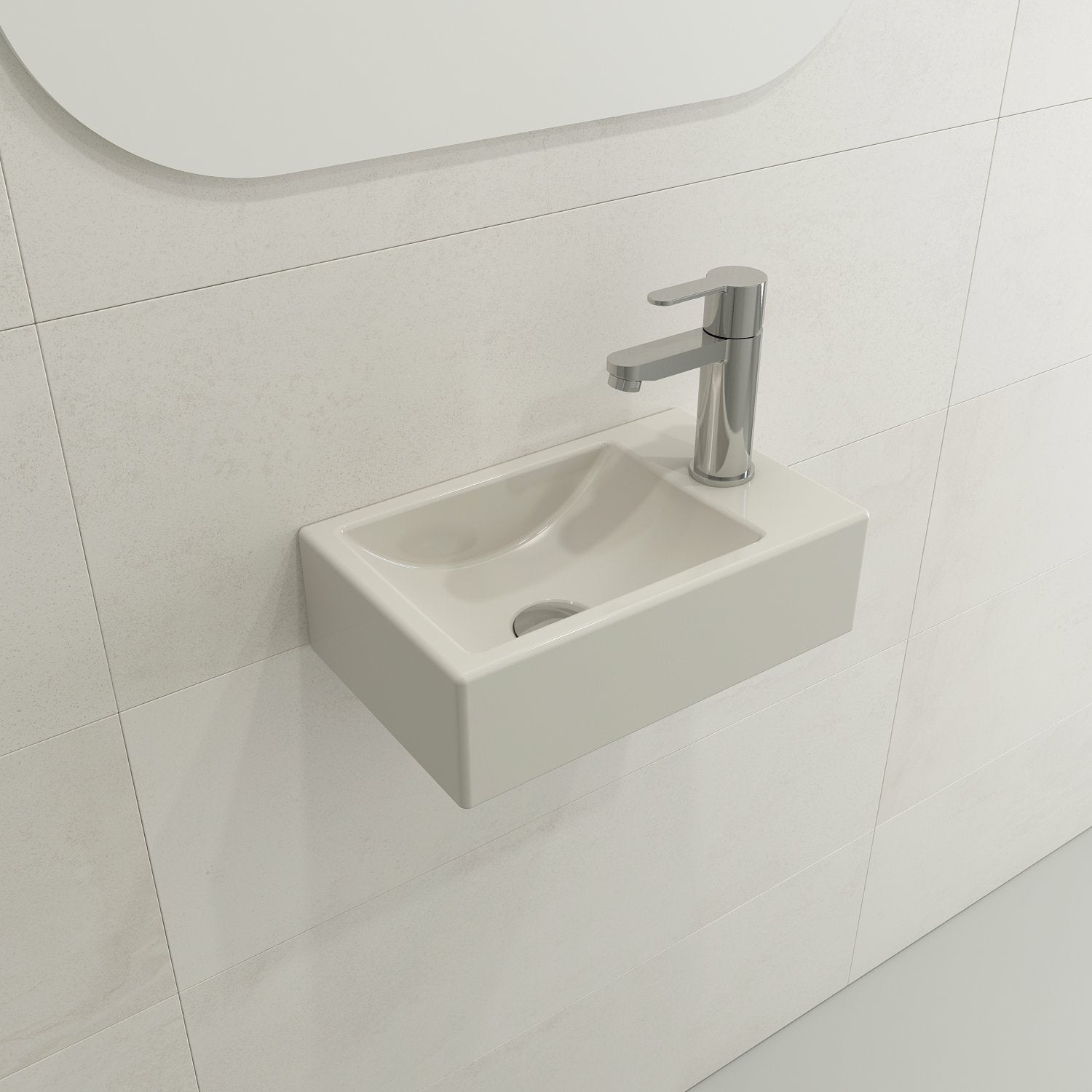 Milano Wall-Mounted Sink Fireclay 14.5 in. 1-hole Right Side Faucet Deck 1419