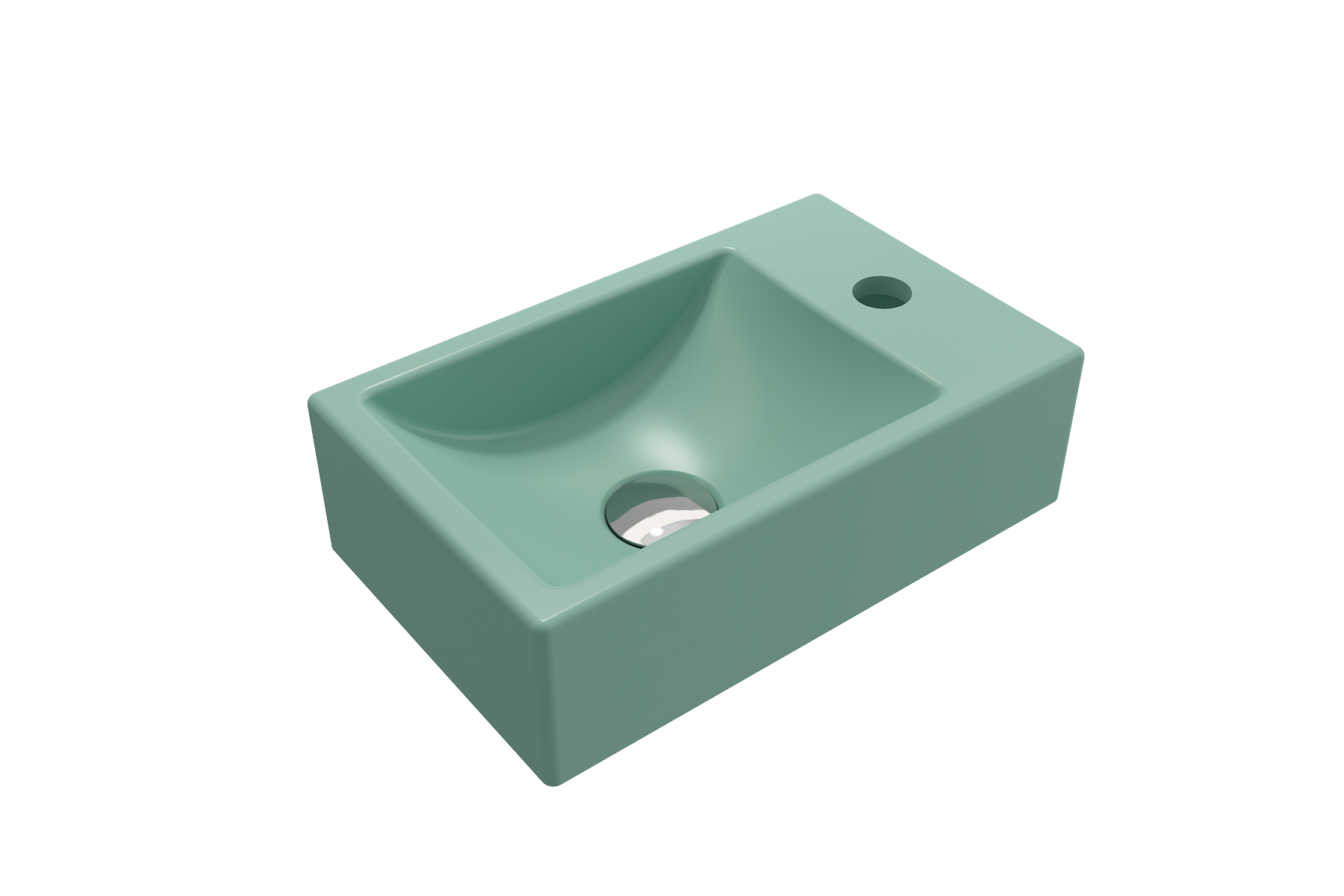 Milano Wall-Mounted Sink Fireclay 14.5 in. 1-hole Right Side Faucet Deck 1419