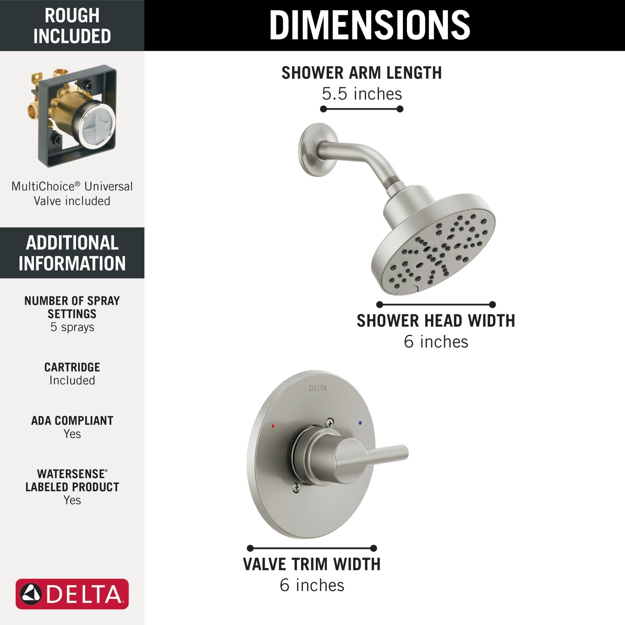Delta Nicoli® Monitor® 14 Series H2Okinetic® Shower