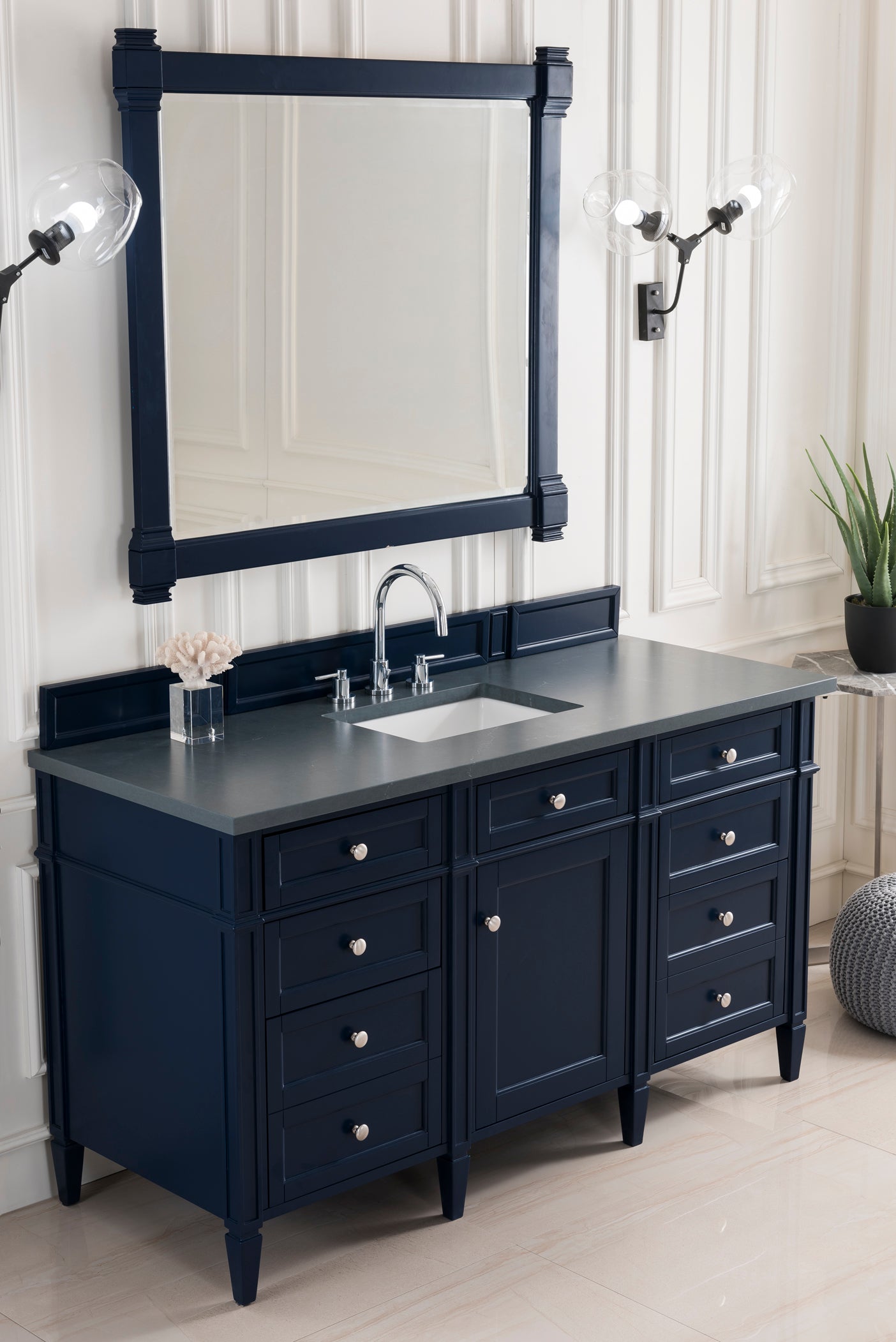 James Martin Brittany 60" Single Vanity in Victory Bleu with 3cm Countertop