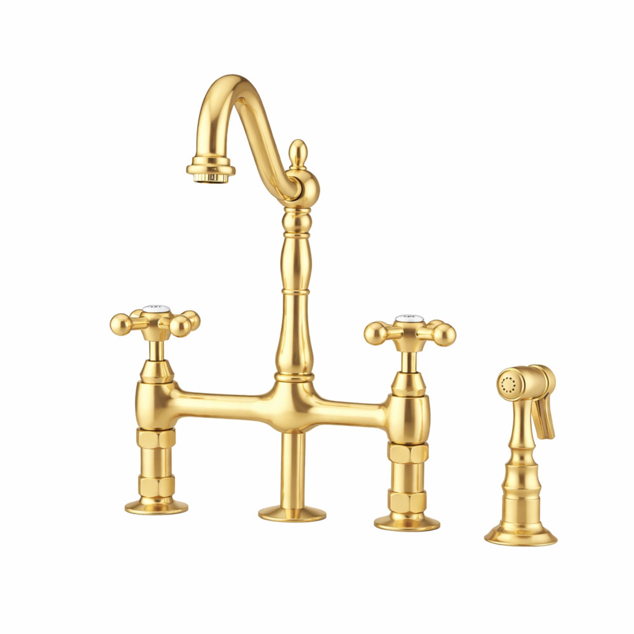 MAIDSTONE Adriana Bridge Kitchen Faucet - Metal Cross Handles