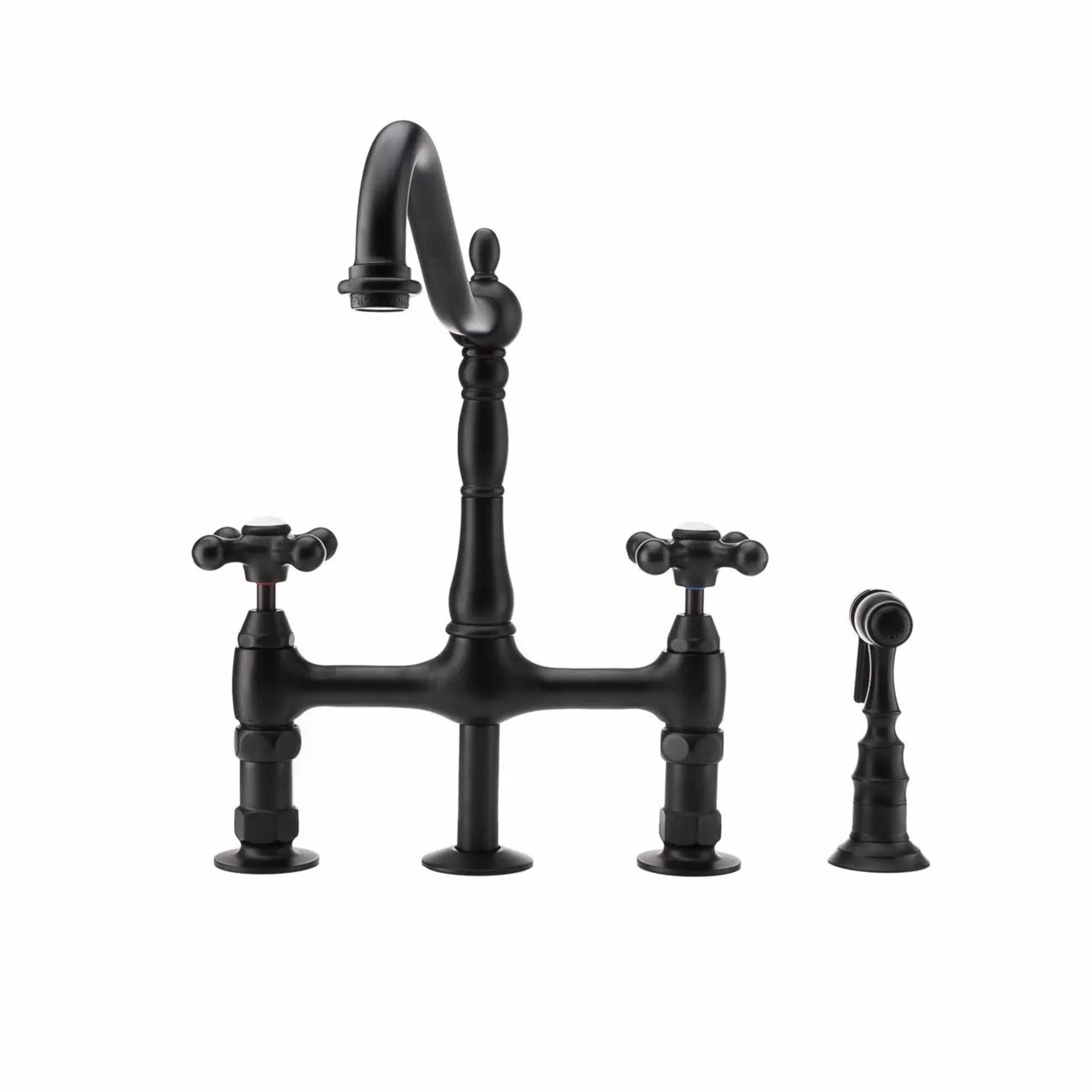 MAIDSTONE Adriana Bridge Kitchen Faucet - Metal Cross Handles