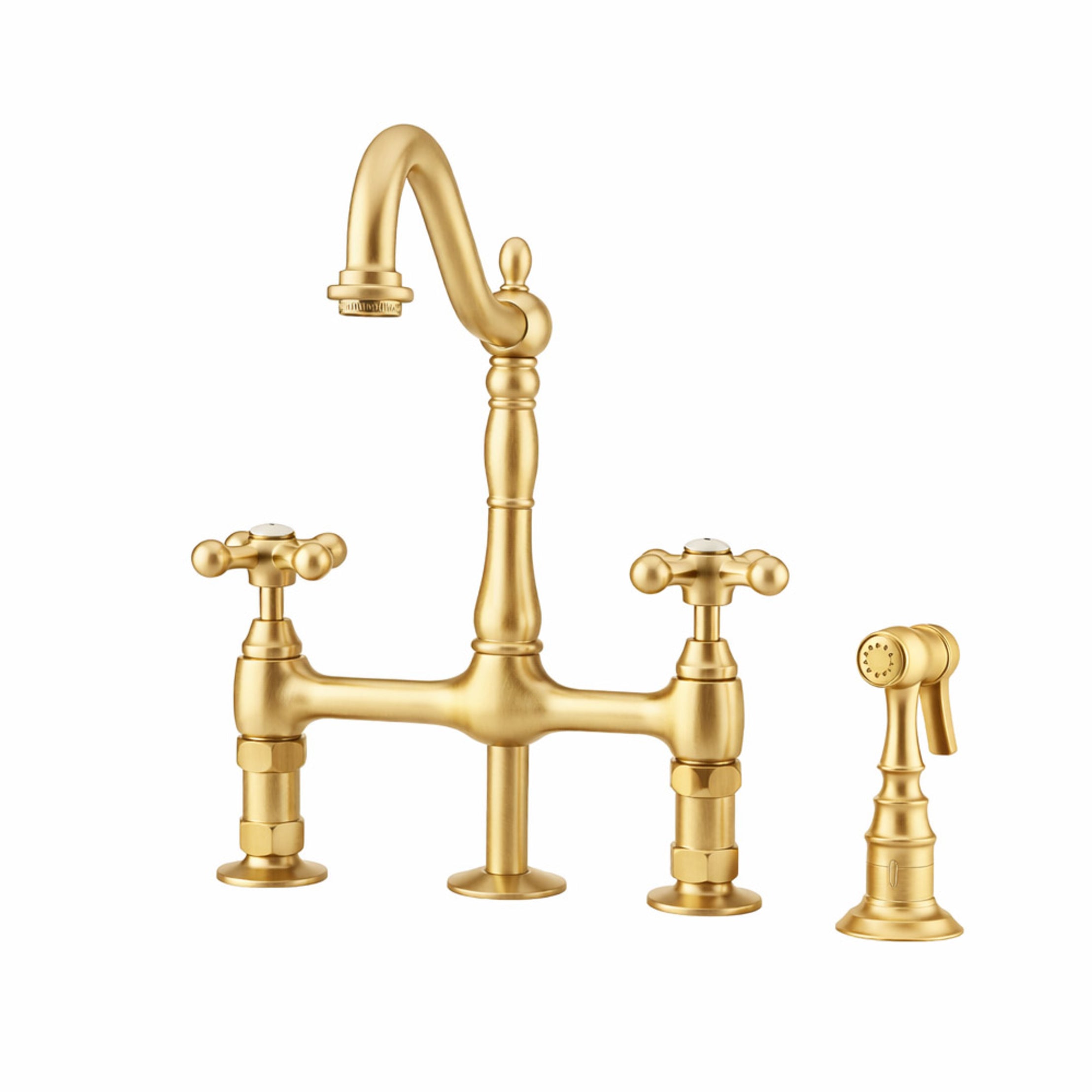 MAIDSTONE Adriana Bridge Kitchen Faucet - Metal Cross Handles
