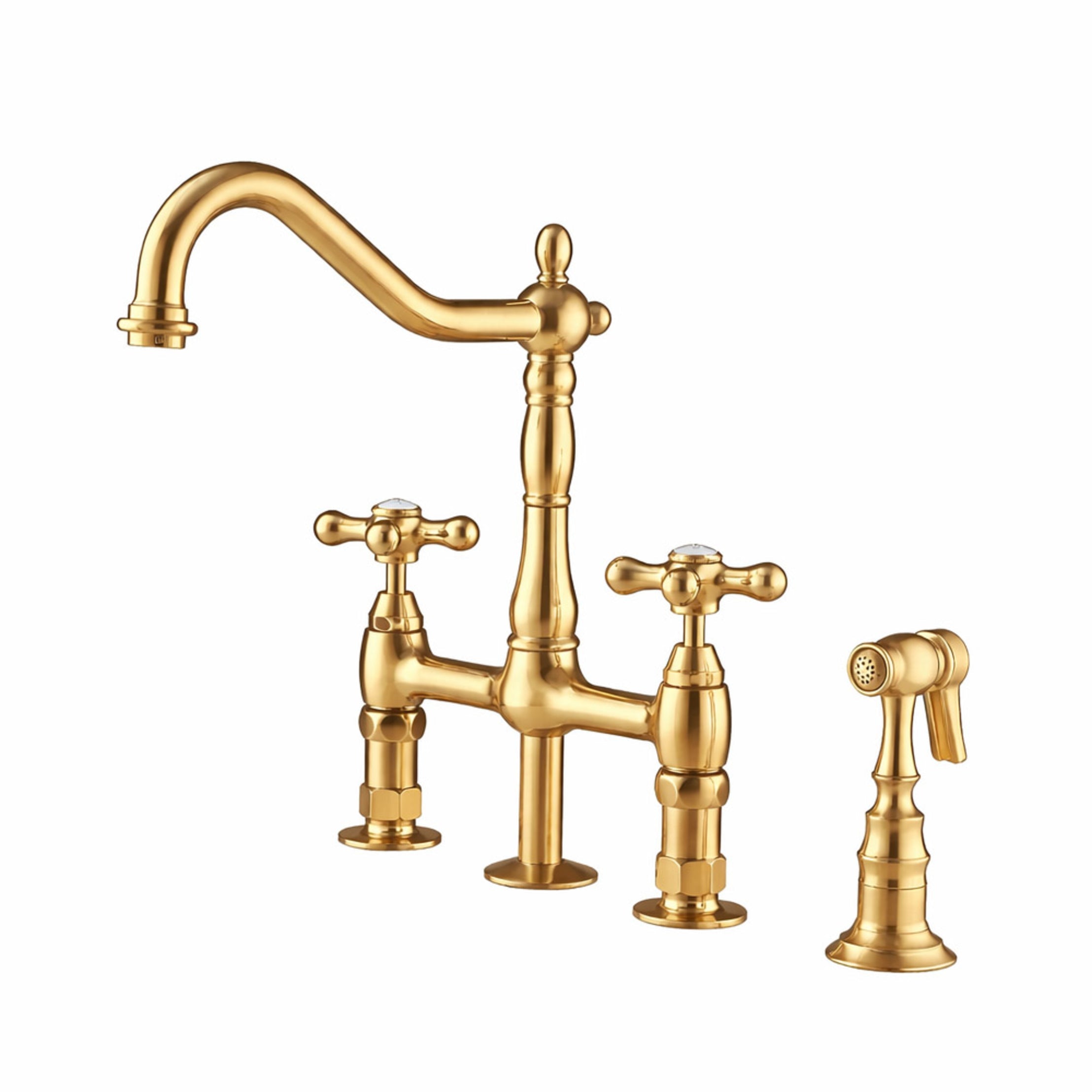 MAIDSTONE Adriana Bridge Kitchen Faucet - Metal Cross Handles