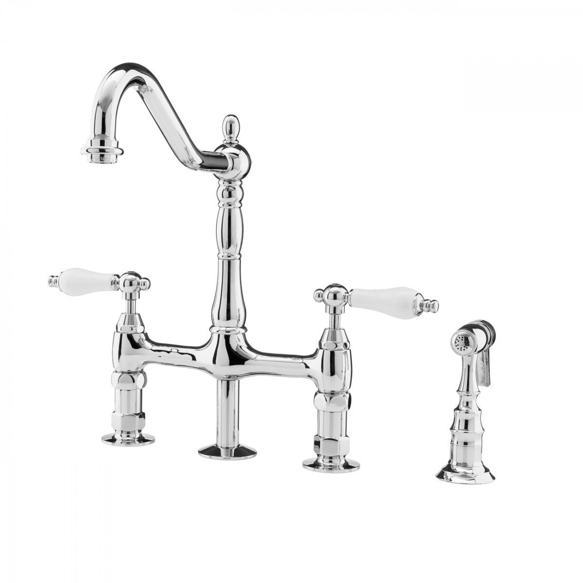 MAIDSTONE Adriana Bridge Kitchen Faucet - Porcelain Lever Handles