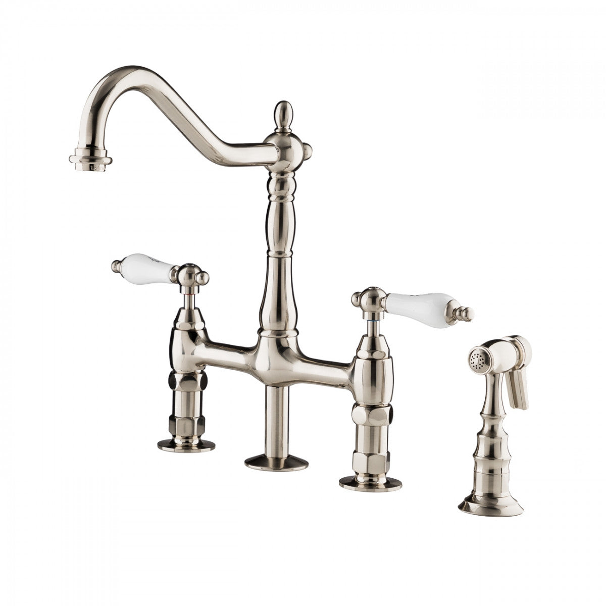 MAIDSTONE Adriana Bridge Kitchen Faucet - Porcelain Lever Handles