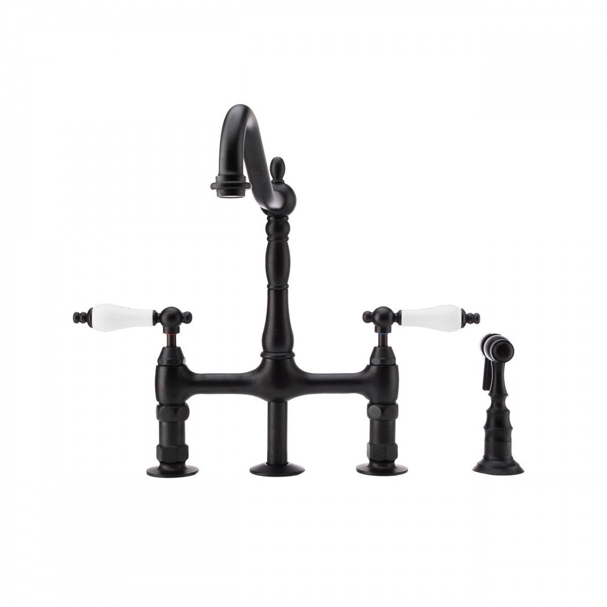 MAIDSTONE Adriana Bridge Kitchen Faucet - Porcelain Lever Handles