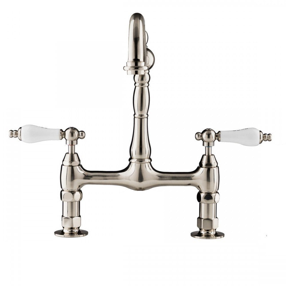 MAIDSTONE Bolton Bridge Kitchen Faucet - Porcelain Lever Handles