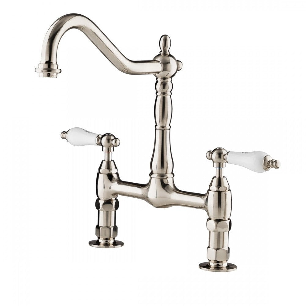 MAIDSTONE Bolton Bridge Kitchen Faucet - Porcelain Lever Handles