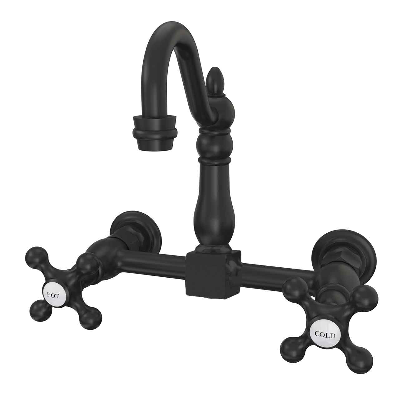 MAIDSTONE Wall Mounted Bridge Utility Faucet - Metal Cross Handles - 7 Inch Spout Reach