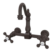 MAIDSTONE Wall Mounted Bridge Utility Faucet - Metal Cross Handles - 7 Inch Spout Reach