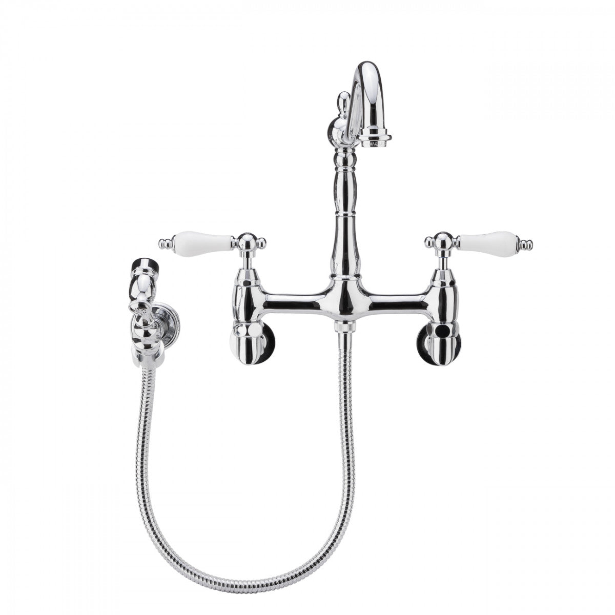 MAIDSTONE Audrey Wall Mount Kitchen Faucet - Porcelain Lever Handles