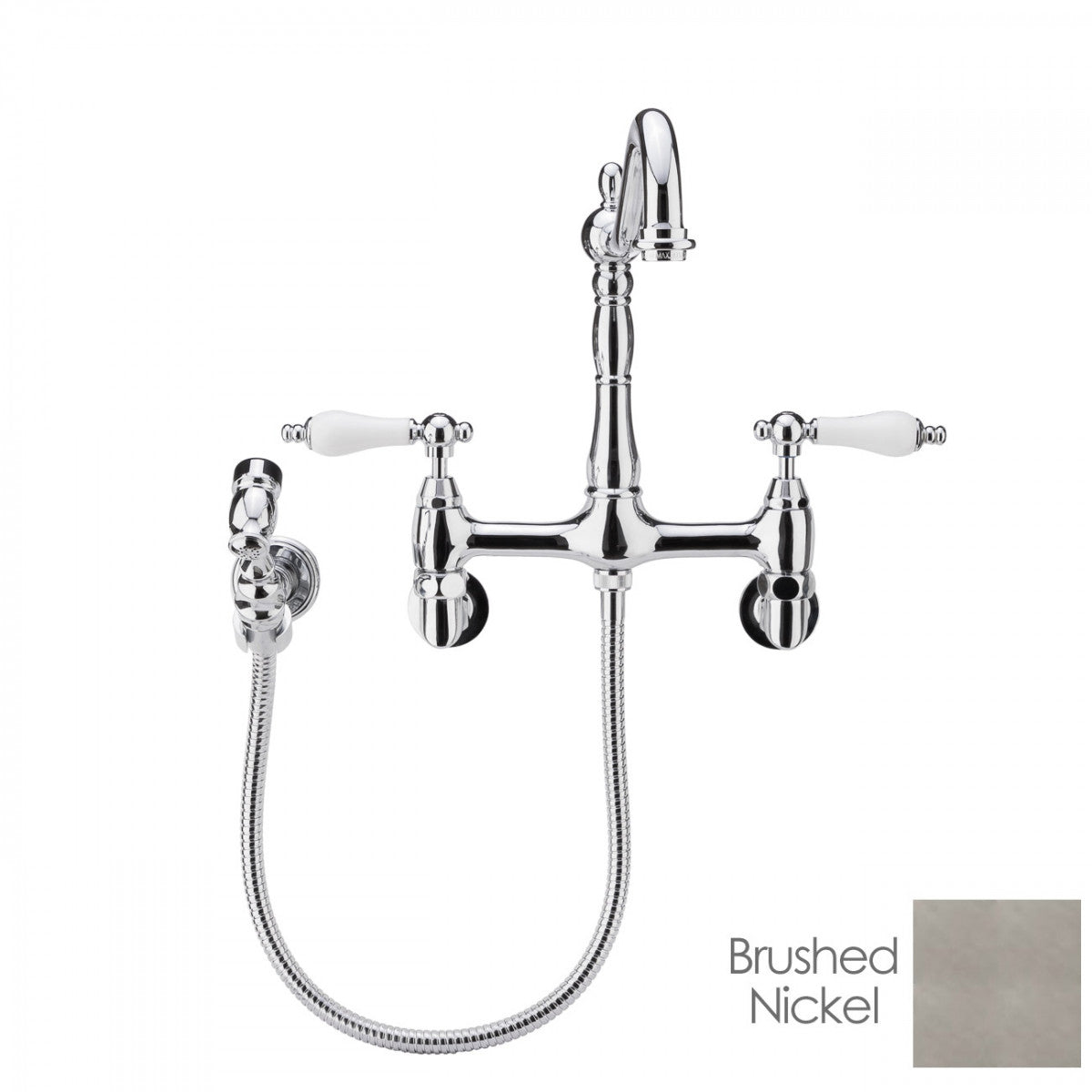 MAIDSTONE Audrey Wall Mount Kitchen Faucet - Porcelain Lever Handles