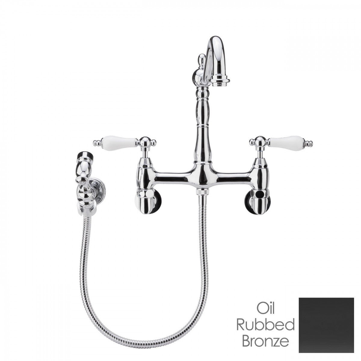 MAIDSTONE Audrey Wall Mount Kitchen Faucet - Porcelain Lever Handles