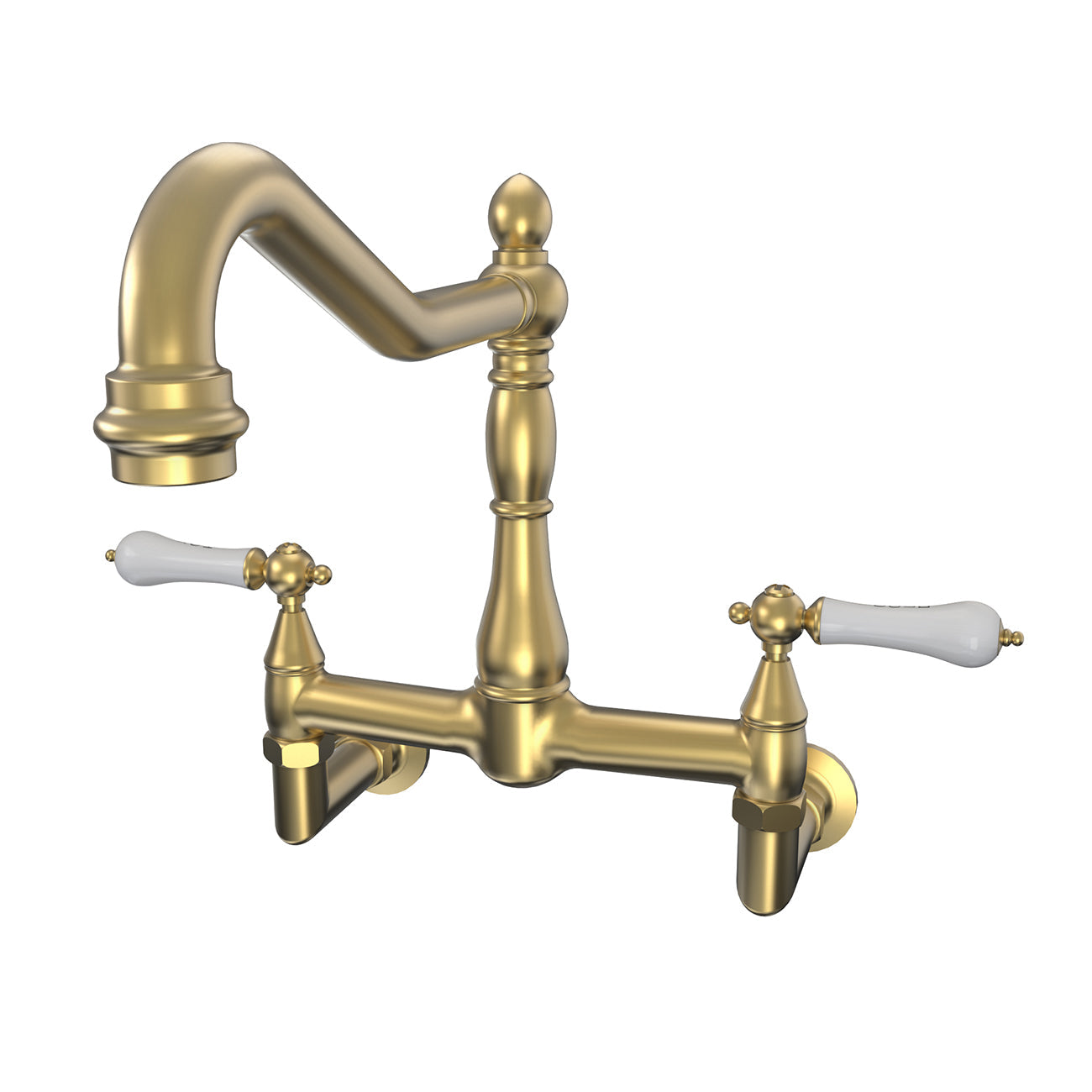 MAIDSTONE Audrey Wall Mount Kitchen Faucet - Porcelain Lever Handles