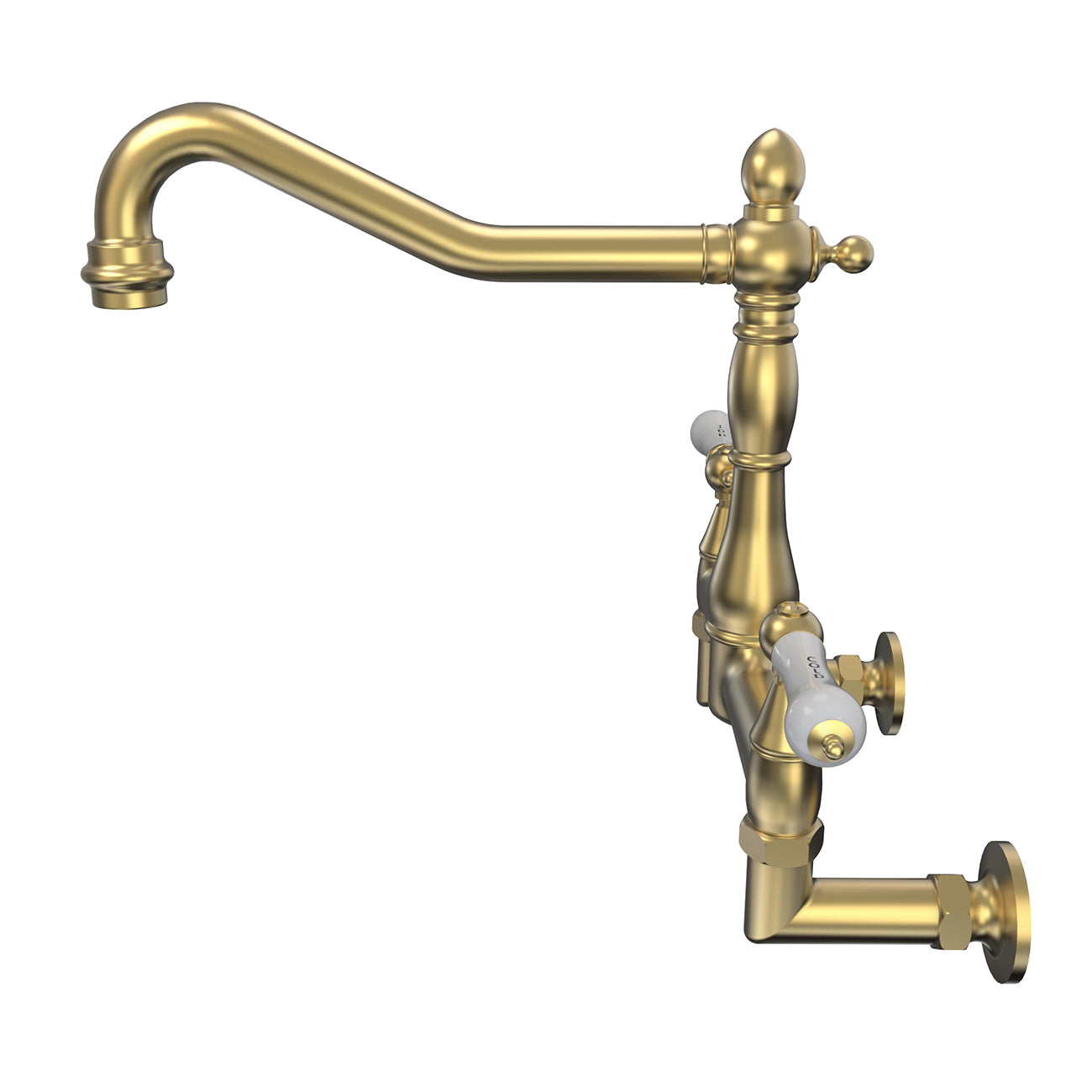 MAIDSTONE Audrey Wall Mount Kitchen Faucet - Porcelain Lever Handles