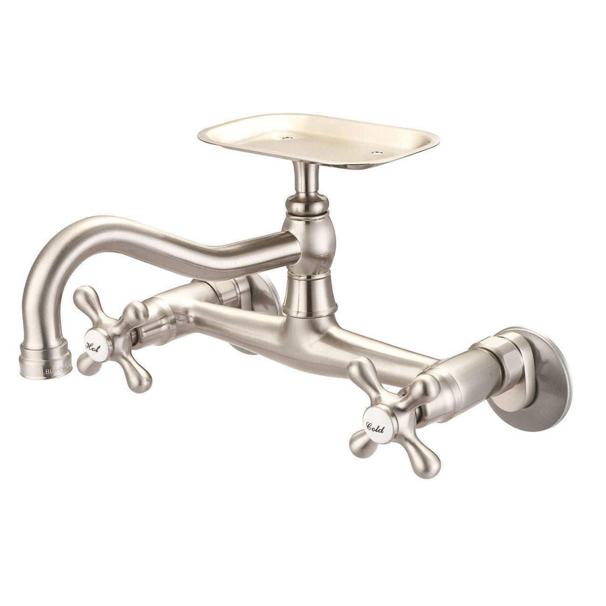MAIDSTONE Wall Mount Kitchen Faucet - Metal Cross Handles