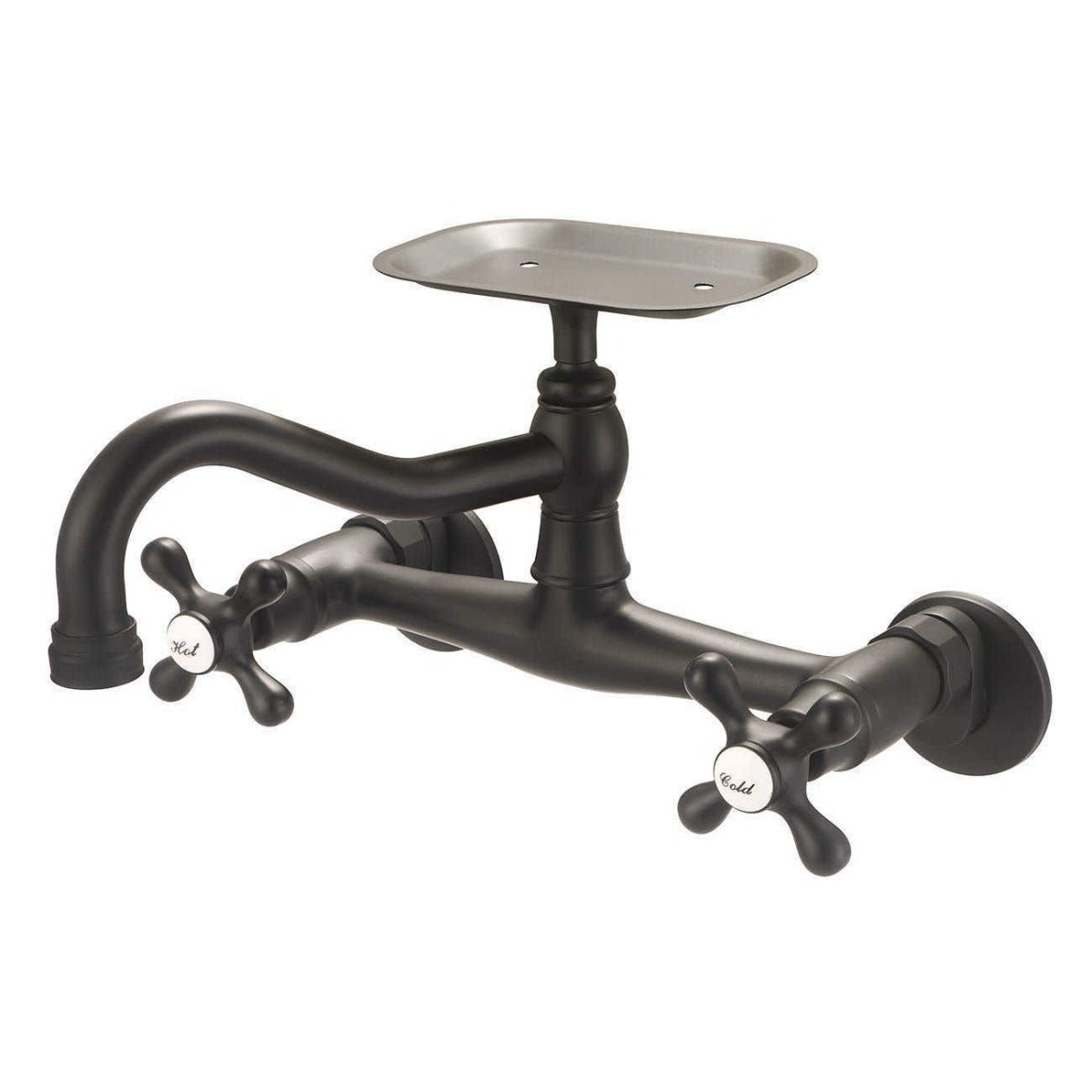 MAIDSTONE Wall Mount Kitchen Faucet - Metal Cross Handles