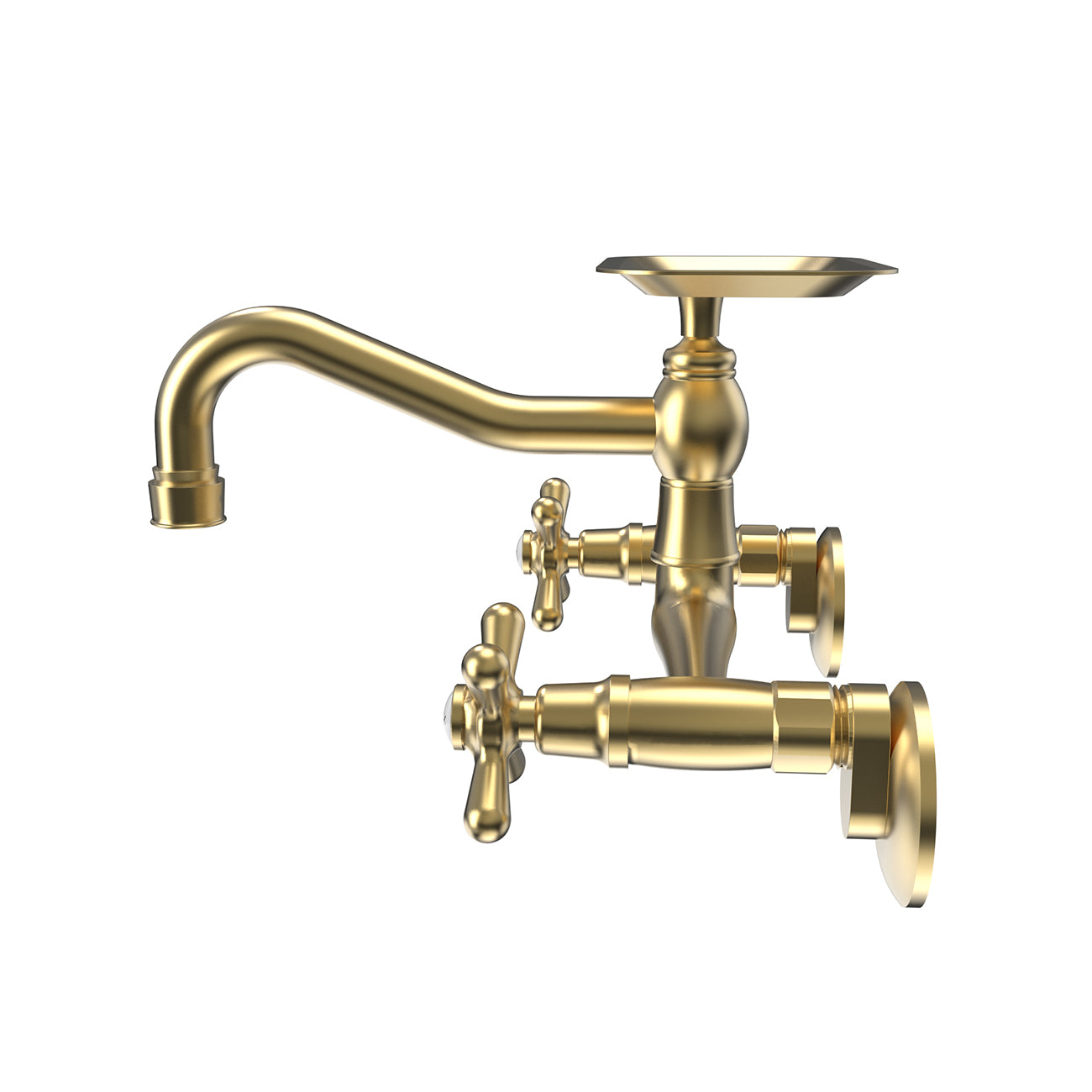 MAIDSTONE Wall Mount Kitchen Faucet - Metal Cross Handles