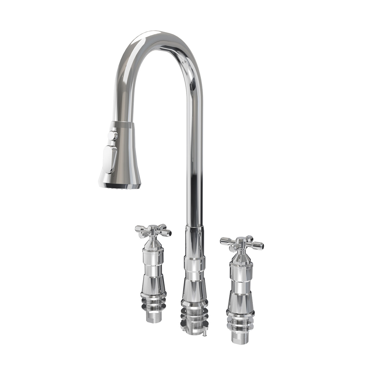 MAIDSTONE Widespread Kitchen Faucet With Pull Down Spring Spout