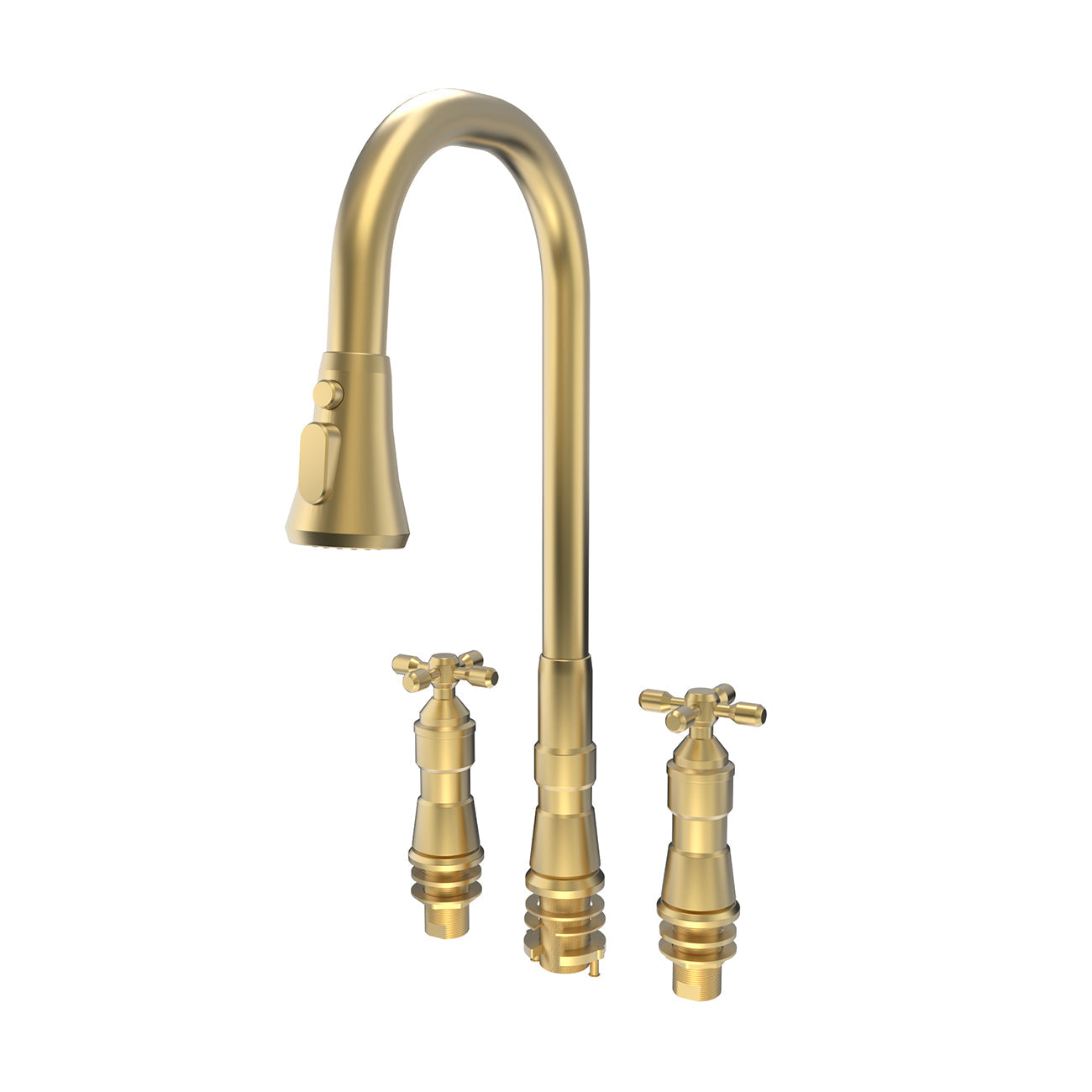 MAIDSTONE Widespread Kitchen Faucet With Pull Down Spring Spout