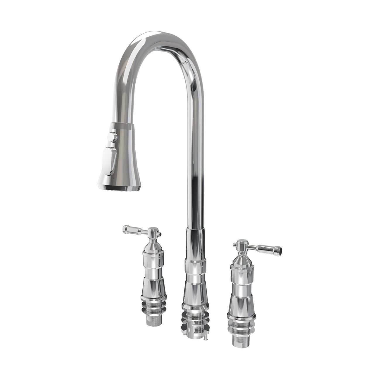 MAIDSTONE Widespread Kitchen Faucet With Pull Down Spring Spout