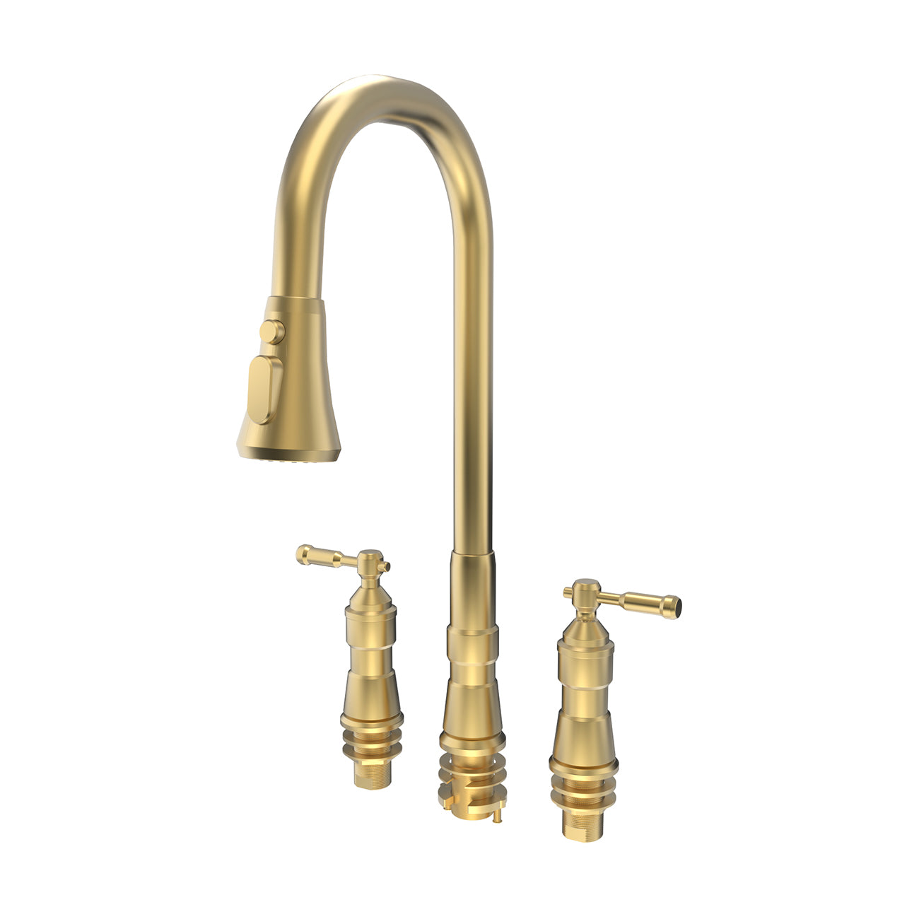 MAIDSTONE Widespread Kitchen Faucet With Pull Down Spring Spout