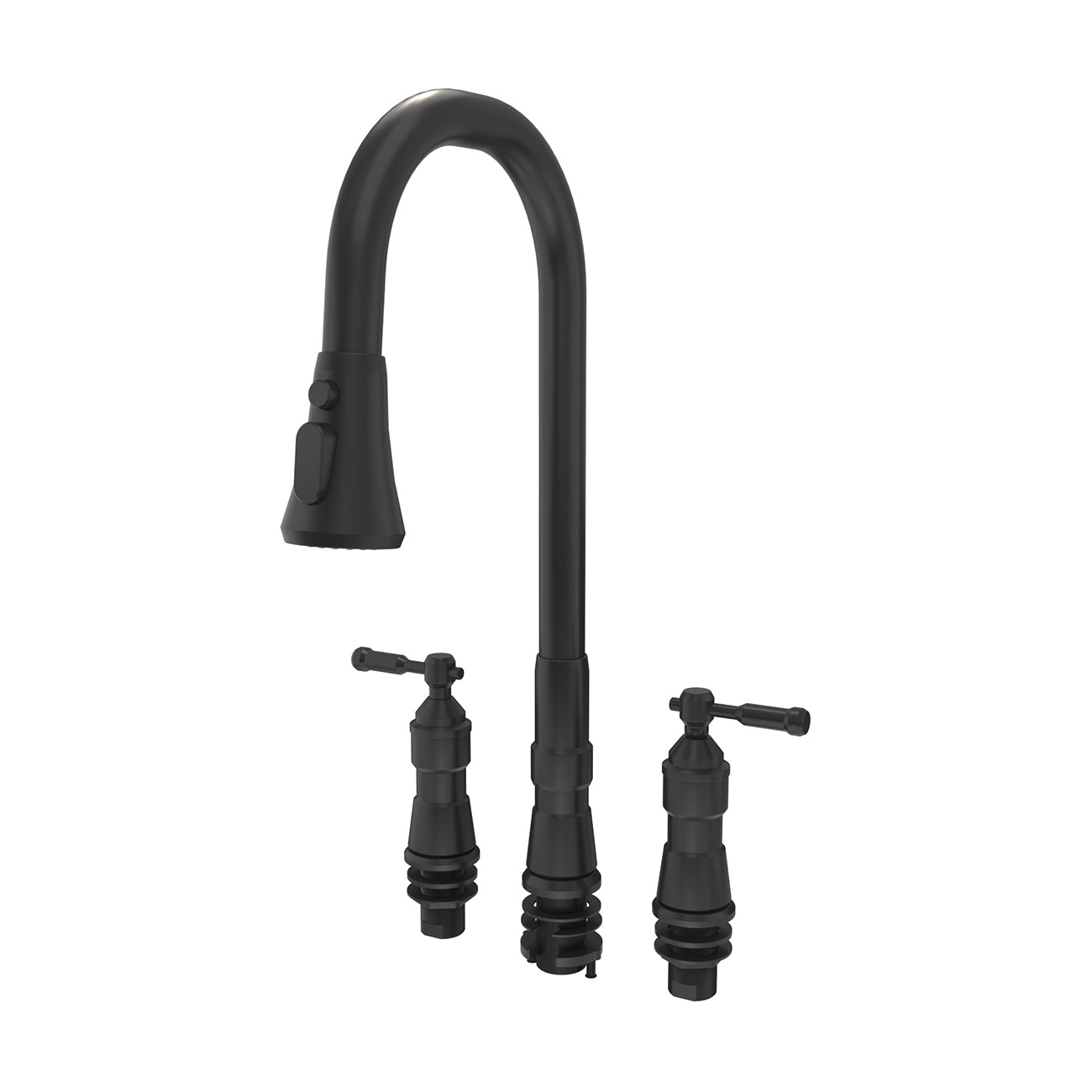 MAIDSTONE Widespread Kitchen Faucet With Pull Down Spring Spout
