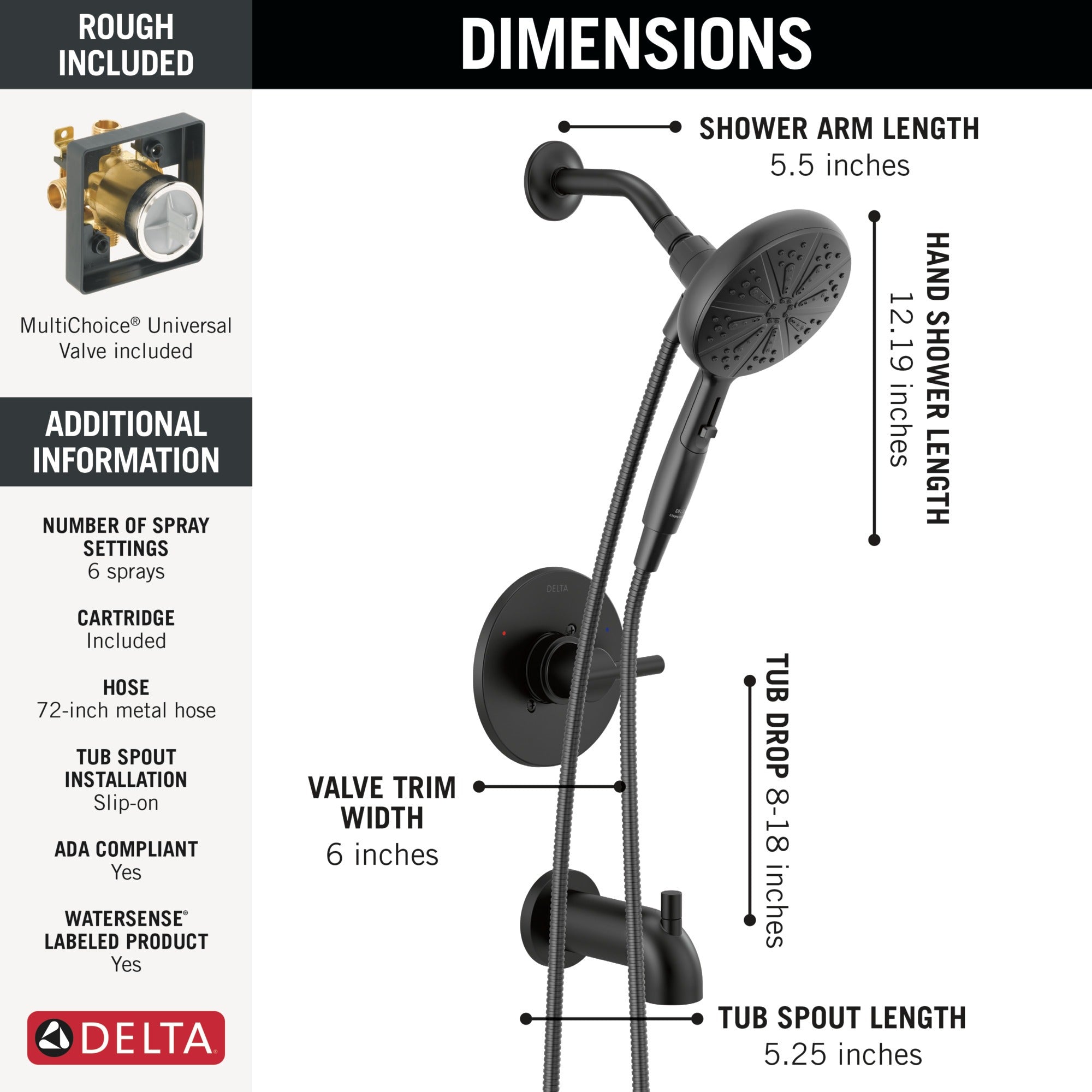 Delta Nicoli® Monitor® 14 Series Tub and Shower with SureDock® Hand Shower