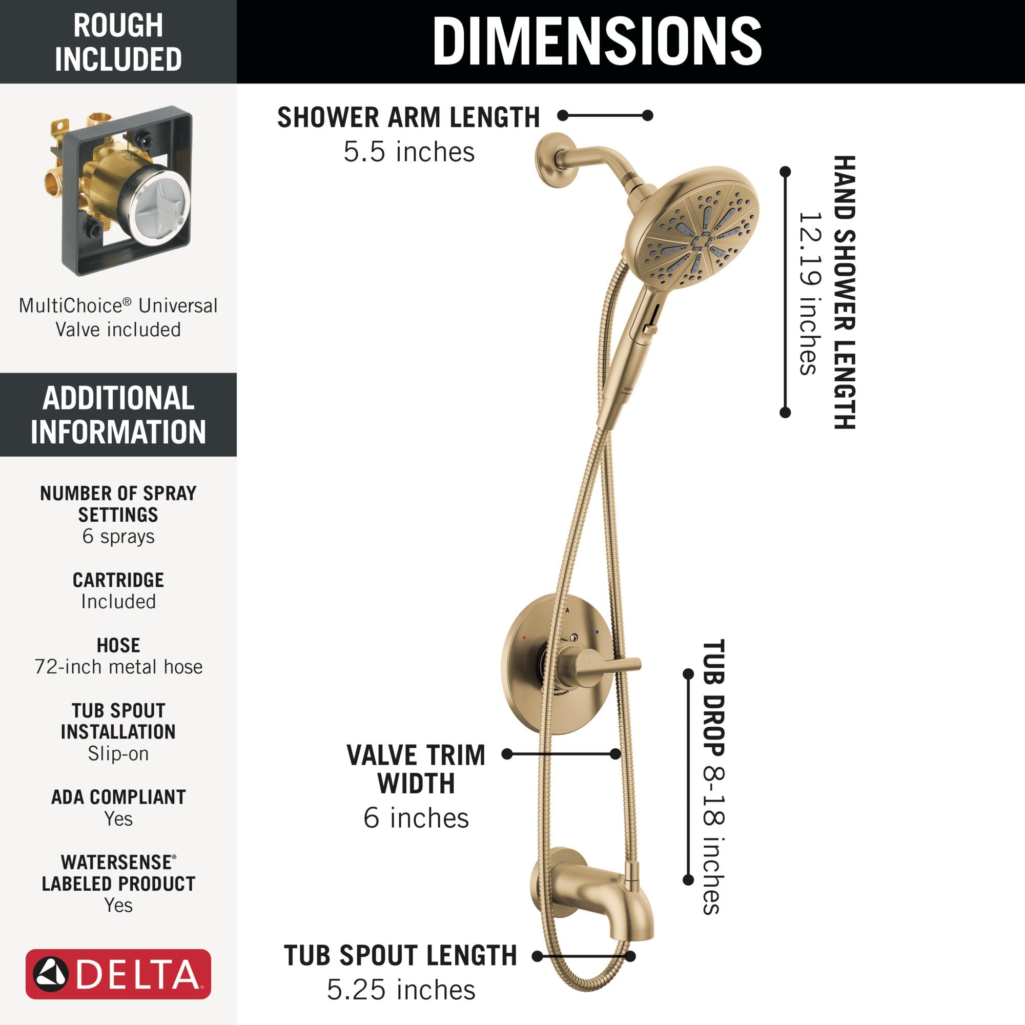Delta Nicoli® Monitor® 14 Series Tub and Shower with SureDock® Hand Shower