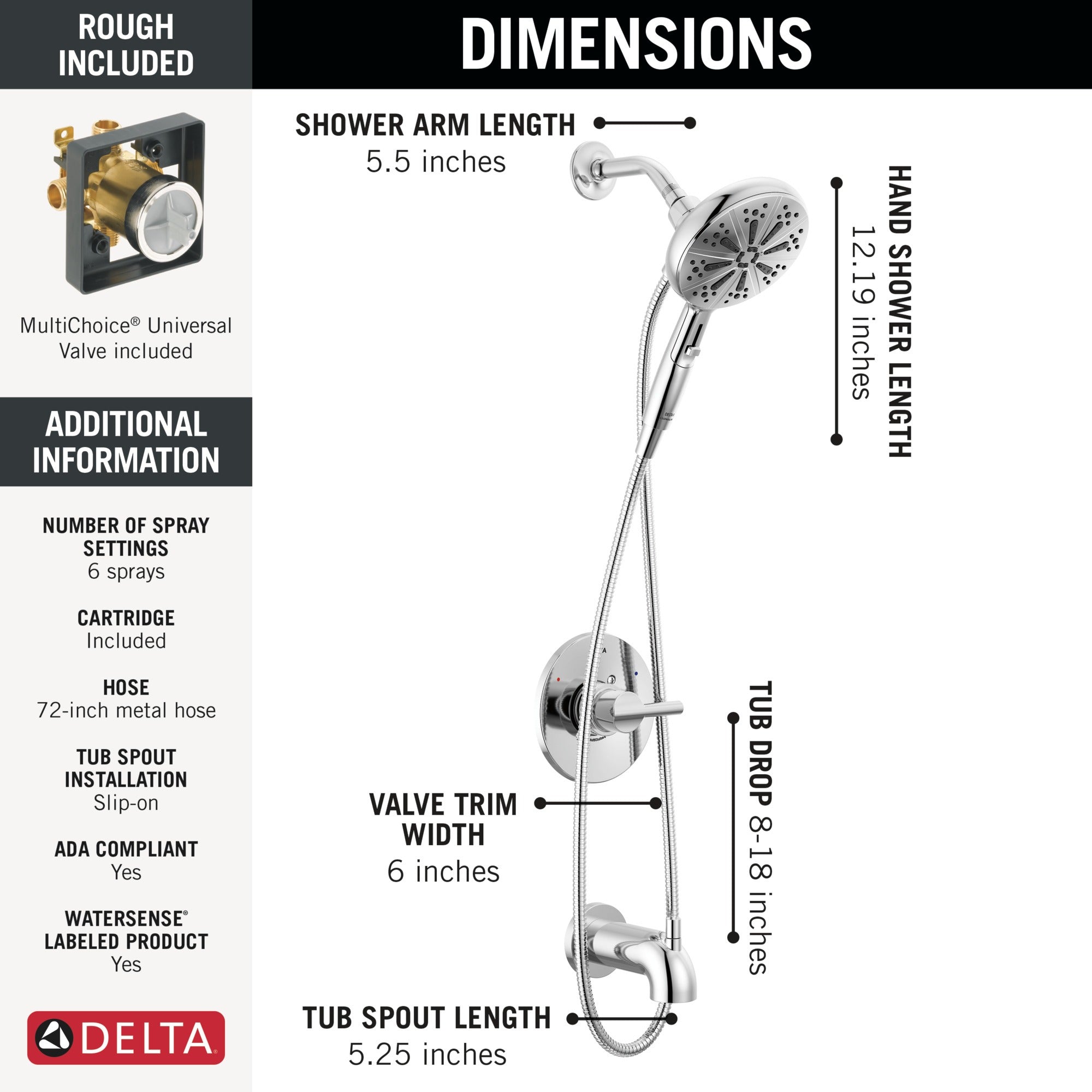 Delta Nicoli® Monitor® 14 Series Tub and Shower with SureDock® Hand Shower