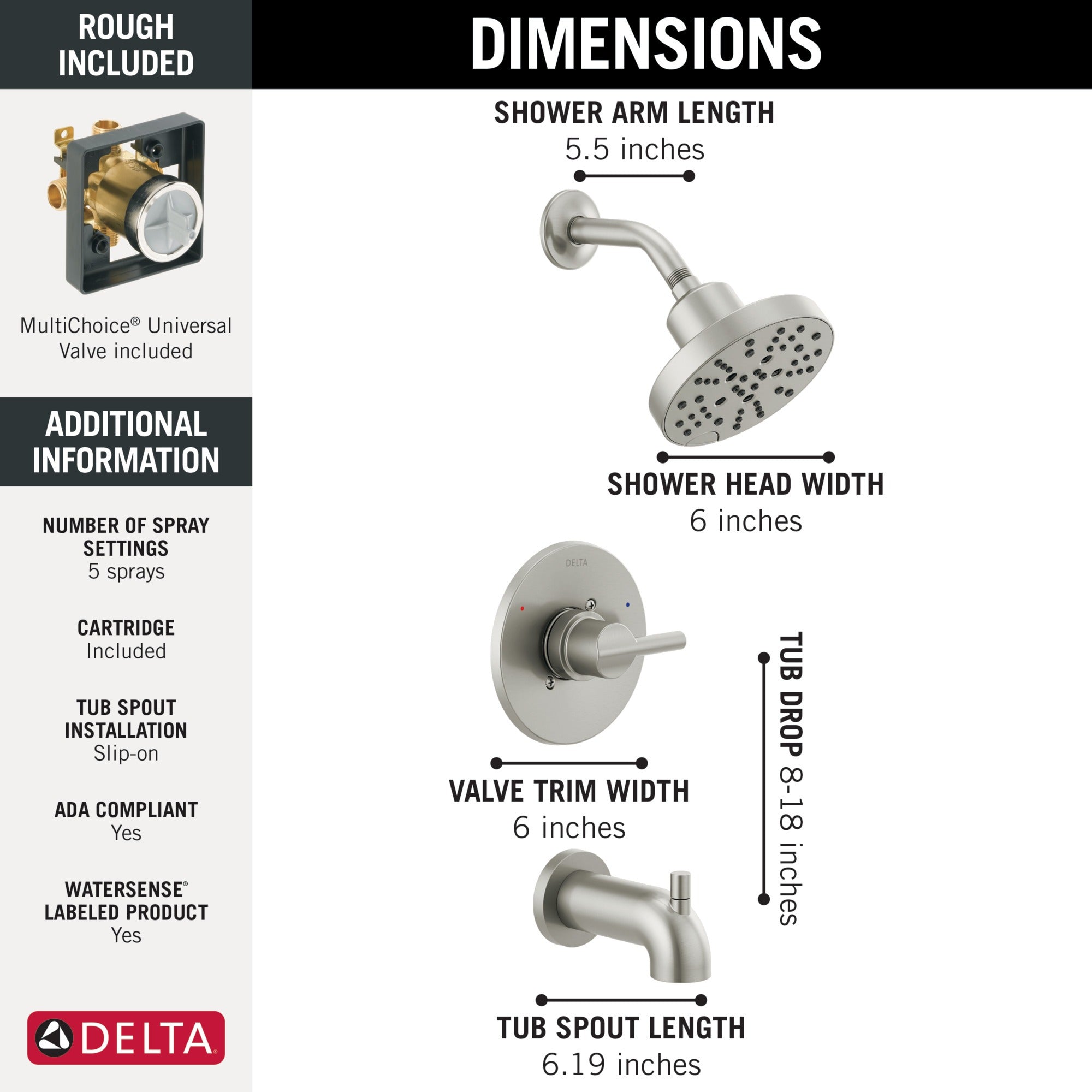 Delta Nicoli® Monitor® 14 Series H2Okinetic® Tub and Shower