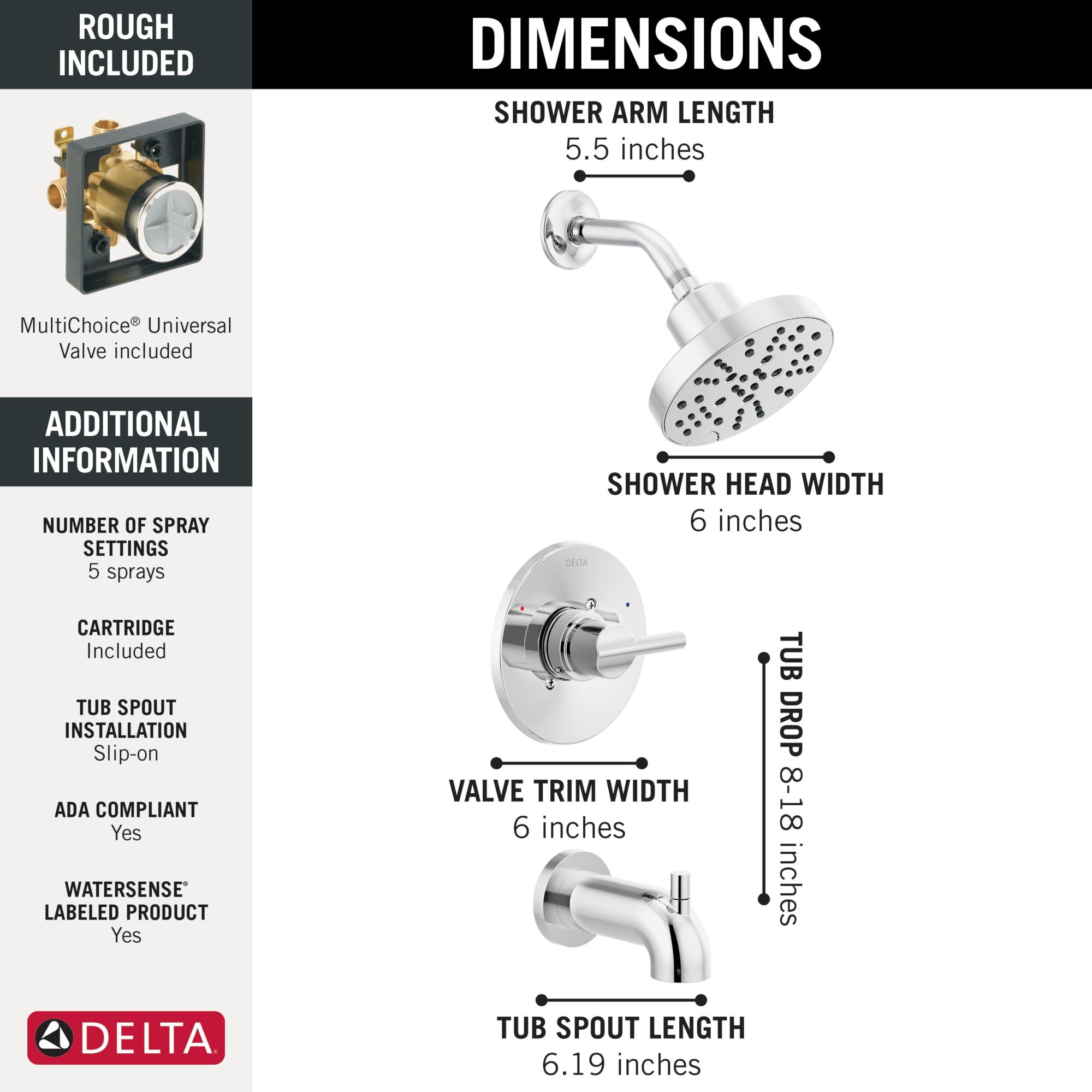 Delta Nicoli® Monitor® 14 Series H2Okinetic® Tub and Shower