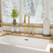 MAIDSTONE Widespread Kitchen Faucet With Pull Down Spring Spout